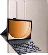 Hoes Geschikt voor Samsung Galaxy Tab A9 Plus Hoes Toetsenbord Hoes Case Book Cover Hoesje - Hoesje Geschikt voor Samsung Tab A9 Plus Keyboard Hoes - Goud.