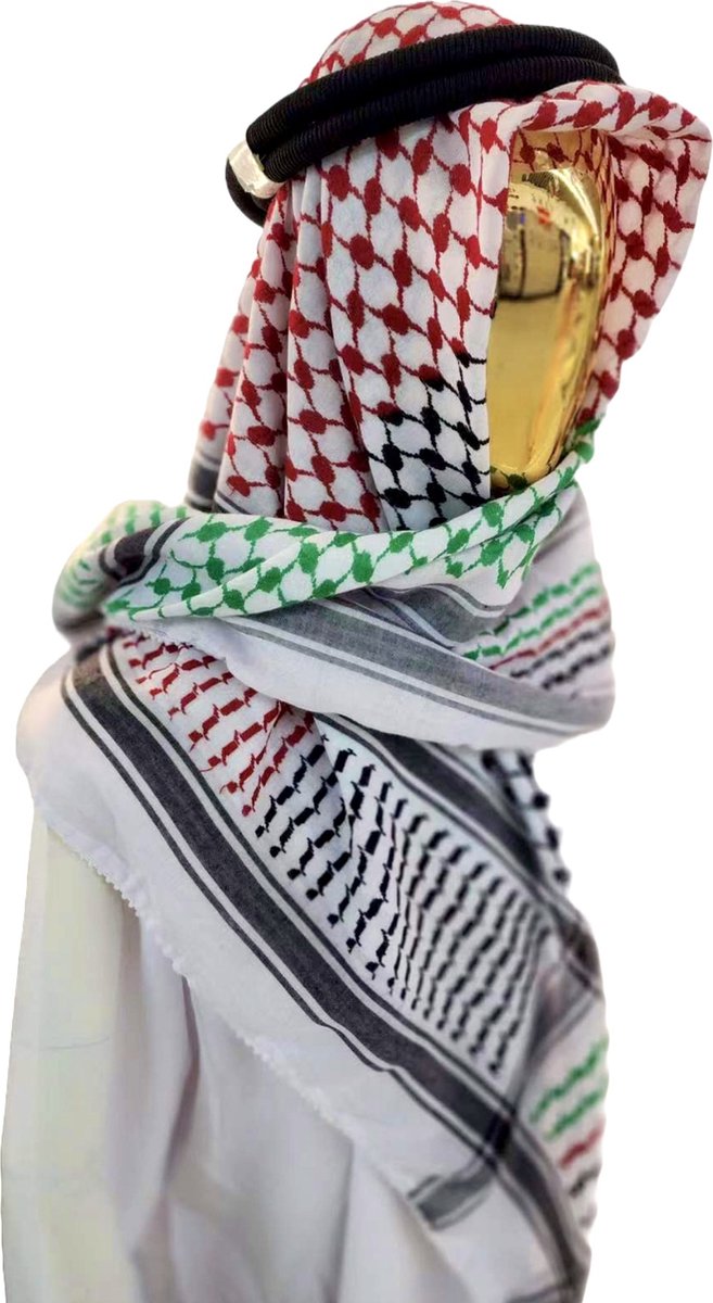 Kufiya aux couleurs Palestine 127x127 cm, Foulard palestinien, Foulard  Palestine