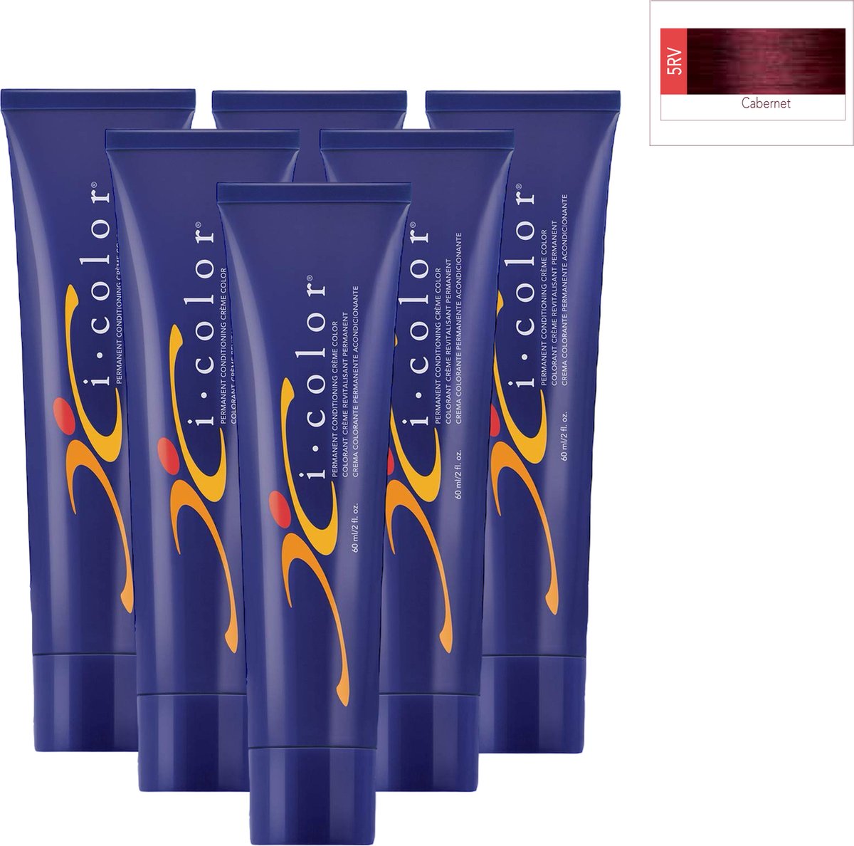 ISO i color Permanent Conditioning Crème Color 60ml 5RV Cabernet x 6 tubes