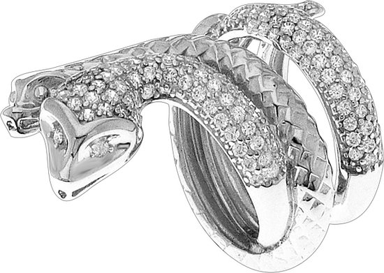 Juwelier Zwartevalk ZILVEREN (GERHODINEERD) SLANGEN RING 21.280/17½--