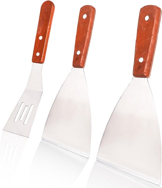 Joyfair Barbecuespatel, 2 stuks plancha spatel keukenspatel set
