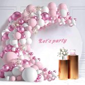 Premium kwaliteit ballonboog set roze - wit