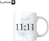 EssaPrints Mok - 11.11 Mok Blauw - 11 Mok - Klok Mok - Angel Numbers - Angel Mok - Cadeau Mok - Moederdagscadeau - Verjaardagscadeau - Koffiemok - Coffee Mug - Mug - Gift Mug - Kerstcadeau