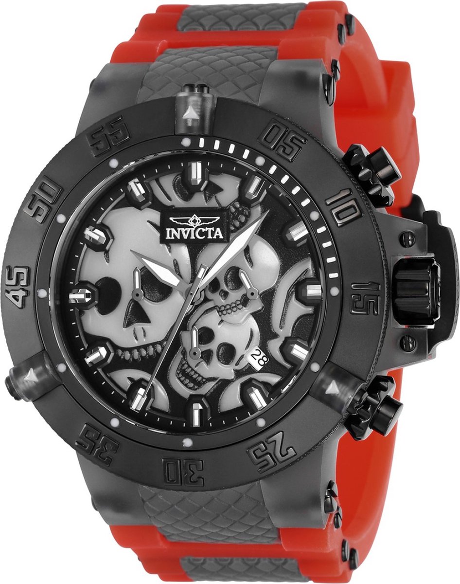 Invicta Subaqua 37326 Heren Horloge - Waterdicht - Analoog - Quartz Uurwerk - Roestvrij Staal met zwarte Wijzerplaat -50mm