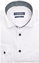 Ledub modern fit overhemd - mouwlengte 72 cm - popeline - wit - Strijkvriendelijk - Boordmaat: 42