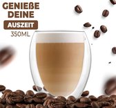 Dubbelwandig thermoglas 350ml (set van 4) - Geïsoleerde latte macchiato glazen set voor warme en koude dranken - Set glazen kopjes - Theekopset