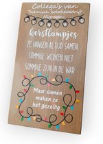Persoonlijk hilarisch houten tekstbord KERST collega's ideaal cadeau Kerstmis grappig humor Collega's zijn net kerstlampjes