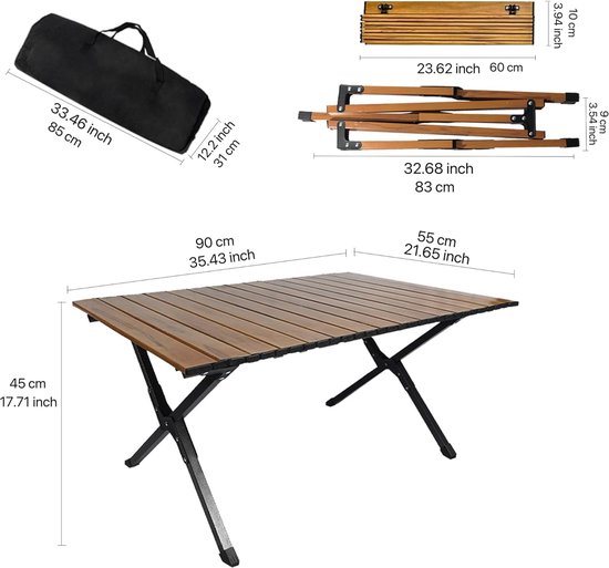 Camping Tables Folding Trestle Table, Lightweight Aluminium Camping Table, Roll Up Portable Picnic Table with Carry Bag for 4-6 People for Garden Outdoor BBQ van Camp — afbeelding 4