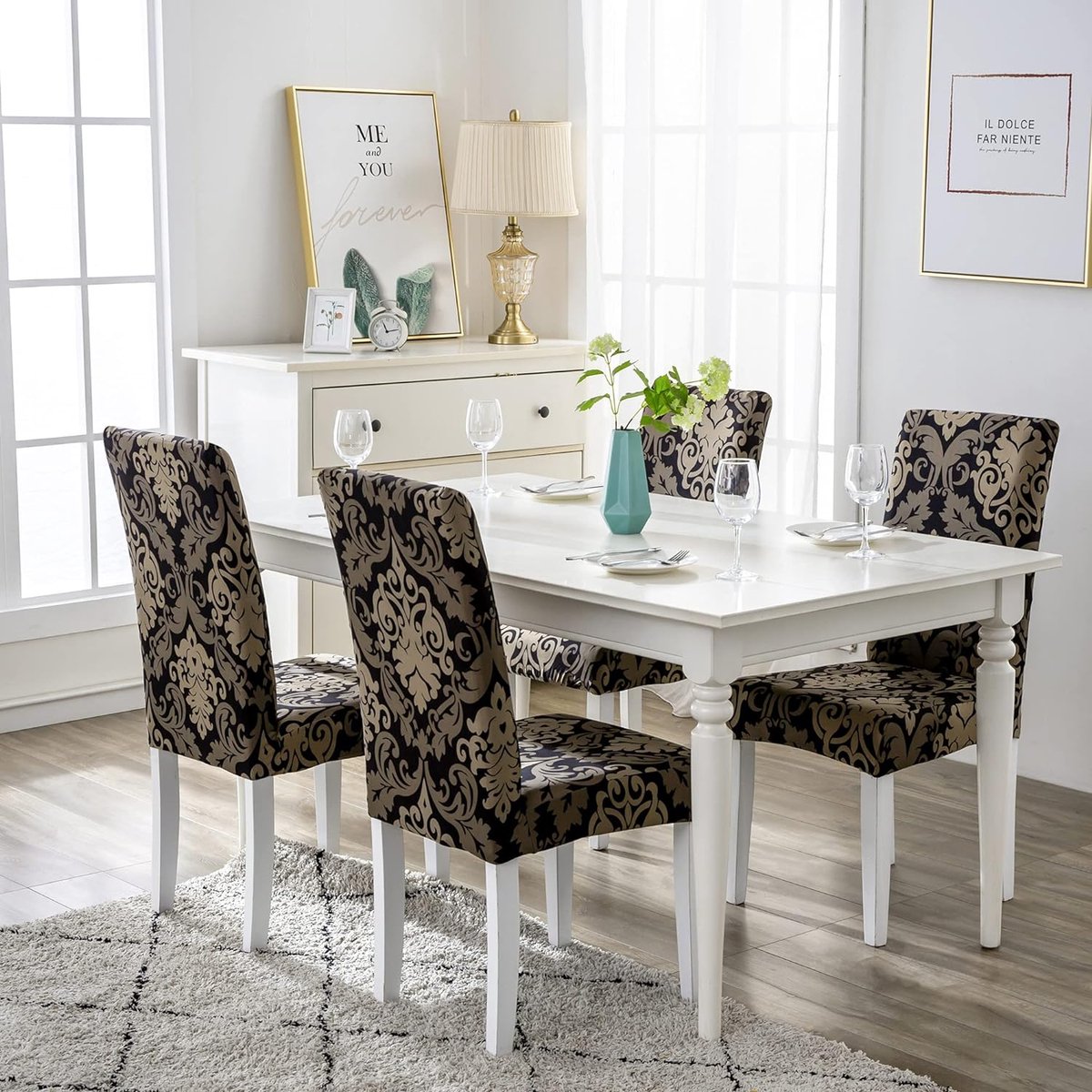 Housse Chaise Salle à Manger Lot De 4 Housses De Chaise De Salle À Manger Extensibles, Douces, Amovibles Et Lavables, Pour Housse De Chaise Dossier Haute