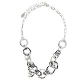 Behave Klassieke zilverkleurige schakelketting dames met parel 41 cm + 6.5 cm verlengketting