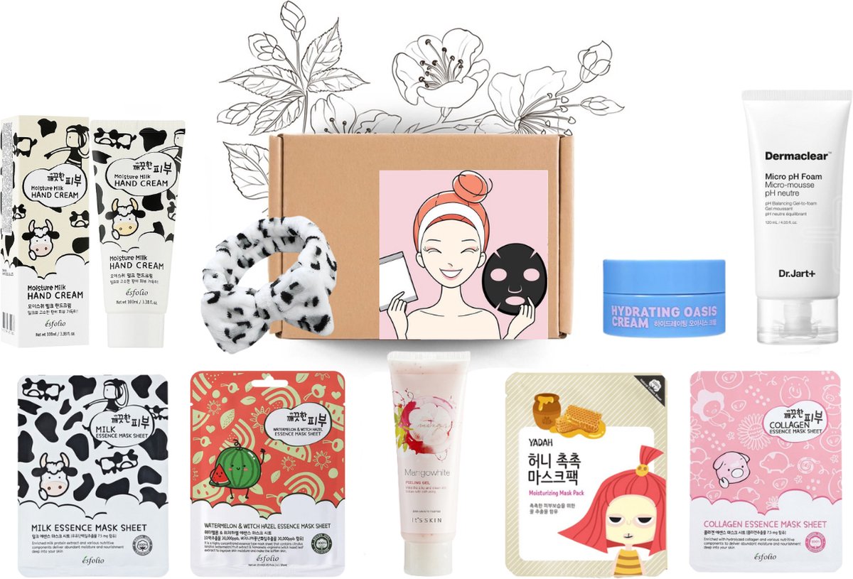 Korean Beauty Box Skincare Set - Dr. Jart+ - Eyenlip - It's Skin - Yadah - Esfolio - Gift Set