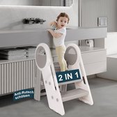 Step Stool for Children, 2 Levels - 3 Levels Height Adjustable Children's Stool, Step Stool for Baby, Learning Tower with Handles, Foldable, Multifunctional, for Bathroom, Toddler Room, Kitchen