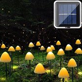 Éclairage de jardin LED champignon de conte de fées - 20 lumières - énergie solaire - 8 modes d'éclairage - étanche - cordon lumineux de 5 m - Wit chaud