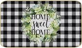 Black and White Checked Doormat for Indoor and Outdoor Use, 43 x 75 cm, Sweet Home Doormat Non-Slip Washable, Durable Dirt Trapper Mat, Dirt Trapper Rug for Entrance, Patio, Hallway, Garden