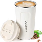 Coffee Mug to Go, Thermal Mug, Stainless Steel, Leak-Proof Coffee Cup Coffee Mug with Lid, Coffee Cup, Thermal Mug for On the Go, Environmentally Friendly, White, 510 ml