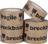 Kraft tape 'breekbaar fragile' 50 mm x 50 meter bruin | 6 stuks