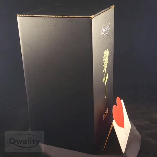Rose en Glas avec LED - Rose dorée dans une cloche en Verres - Connu de la Beauty et la Bête - Cadeau pour une amie mère elle - Pied léger - Qwality