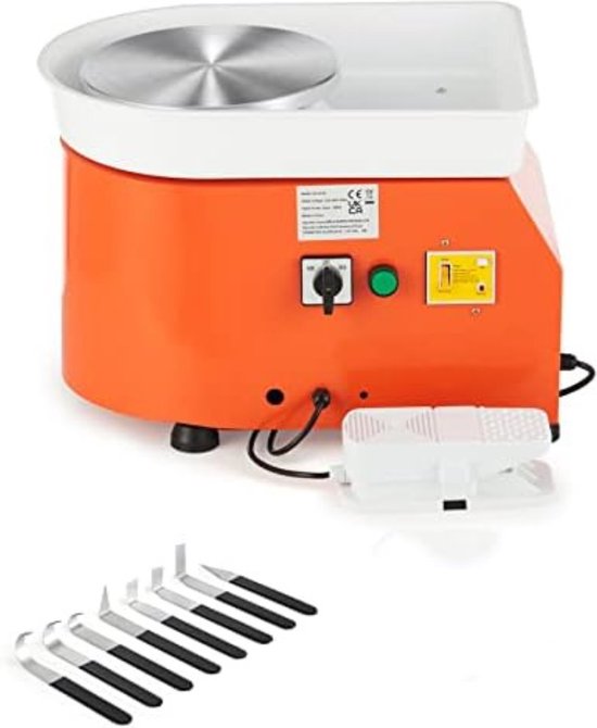 Elektrisch Pottenbakkerswiel 350W 25cm LCD Touch Screen DIY Pottenbakkerswiel Keramische Machine Dubbele Bediening met Voetpedaal Machine Clay Wiel Uitneembare Basin,Orange