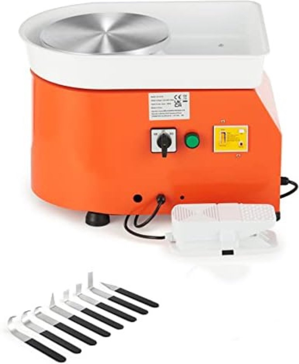 Elektrisch pottenbakkerswiel 25 cm 350 W keramische pottenbakkerswielen Zwaar uitgevoerde aardewerkvormmachine voor beginners DIY met voetpedaal en LCD-touchscreen, Clay Tools at Home School Pottery