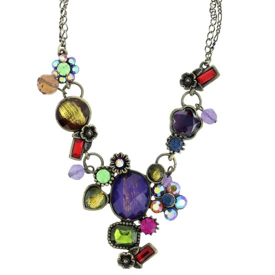 Collier Behave couleur or avec pierres multicolores 39 cm