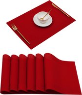 Napperon, napperon isolant antidérapant en Vinyl tissé croisé, tapis de Table lavables (6 sets de table, rouge)