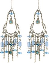 Behave Boucles d'oreilles argentées avec pierres bleues et perles