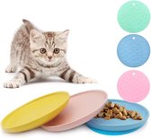 3-Piece Cat Bowl, Flat Feeding Bowl, Ceramic Cat Bowl, Set of 3 Cat Bowls, Colourful, Cat Bowl, Porcelain Feeding Bowl, Flat Cat Plates, Cat Food Bowl Set, Diameter 15 cm