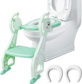 Toilet Trainer with Stairs - Chairlin Potty Training Toilet Seat Children's Toilet Chair, Children's Toilet Chair, Children's Toilet Training for 2-7 Years Kids, with 2 Cushions (Green)