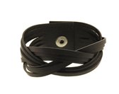 Behave Armband zwart leer - 19 cm