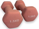 Padisport - Dumbells 1,5 Kg - Halter - Gewichten Set Halters - Gewichten 1,5 Kg - Roze - Gewichten - Dumbells - Halters - Gewichtjes 1,5 Kg