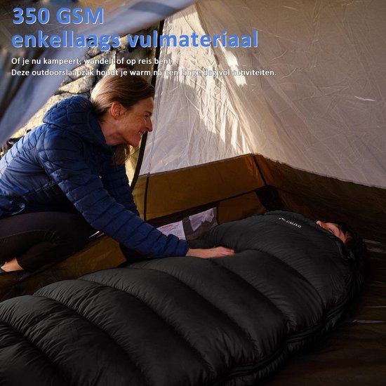 CALIYO Mummieslaapzak - 230 cm Winterslaapzak , -10°C tot 10°, voor Kamperen, Wandelen en Bergbeklimmen, incl. tas - Rits links van CALIYO — afbeelding 5