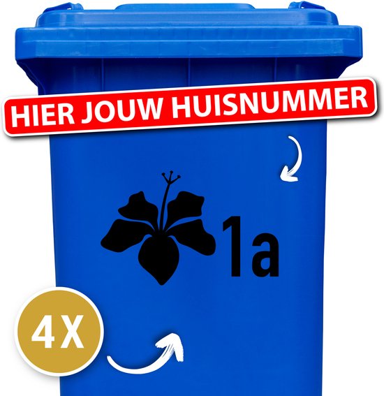 Container sticker - Container Sticker Huisnummer - Variant: Lelie - Kleur: Zwart - Aantal: 4 Stuks - Stickers volwassenen - Cijfer stickers - Container stickers - sticker - stickers - 12345678910