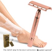 Safety Razor + 10 lames de rasoir d' or en or rose pour les femmes dames Double Single Edge Lame Zero Waste durable Lame de rasoir