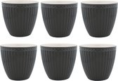 Set van 6x Stuks Beker (latte cup) GreenGate Alice donkergrijs 300 ml - Ø 10 cm