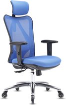 OfficeSense OS1000 Ergonomische Bureaustoel – Bureaustoelen voor volwassenen - Verstelbaar – Office Chair – Blauw - Incl. Verbeterde Wielen