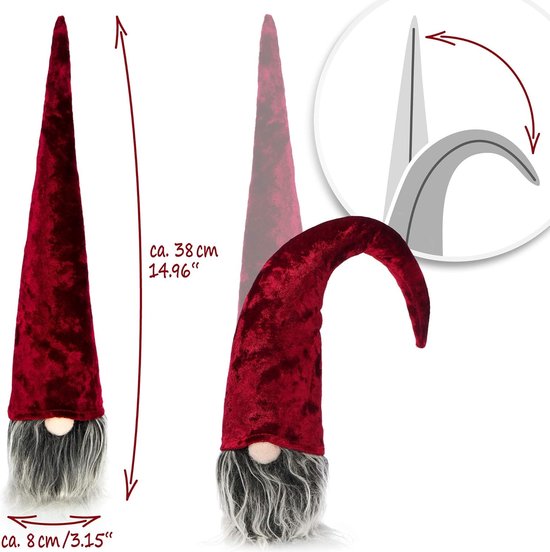 2 Nains De Noël Scandinaves Décoratifs - Hauteur 38 Cm, Tissu Et Plastique - Pour Décoration Intérieur, Sapin, Table - Cadeau De Noël