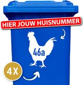 Container sticker - Container Sticker Huisnummer - Variant: Kip - Kleur: Wit - Aantal: 4 Stuks - Stickers volwassenen - Cijfer stickers - Container stickers - sticker - stickers