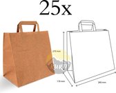 KURTT - Papieren draagtas / papieren tassen 26+17x27cm bruin, 25 stuks