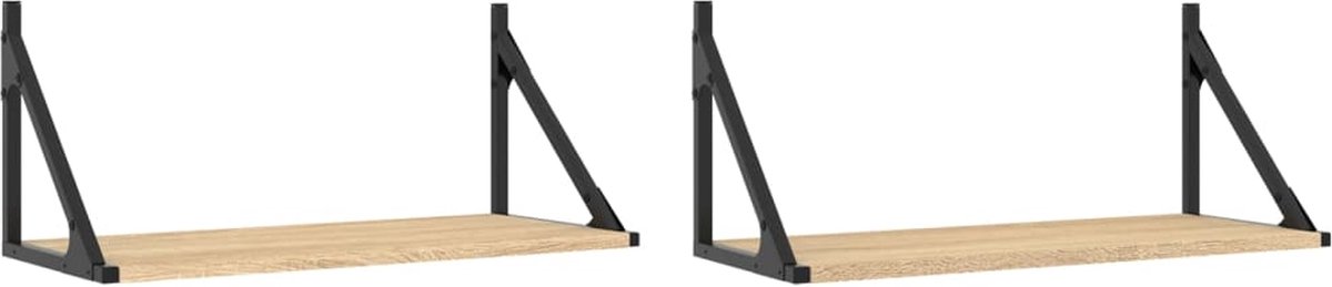 vidaXL Wandschappen - 2 - st - 60x25x25,5 - cm - bewerkt - hout - sonoma - eikenkleur sonoma eiken