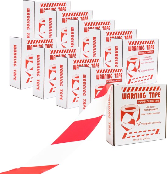 Ruban barrière rouge blanc 500 mètres - 10 morceaux de ruban barrière - 500 mètres par rouleau - haute qualité