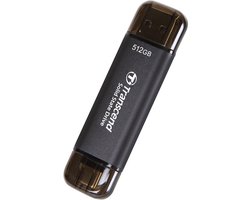Transcend ESD310C – 512 GB Externe SSD harde schijf – USB-A 3.2 Gen 2, USB-C – Zwart