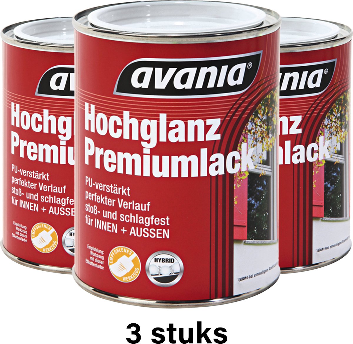 Avania Hoogglans Houtlak - Binnen & Buiten - Weerbestendig - 3 stuks - 750ml