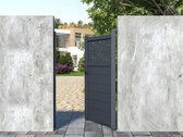 Vente-unique Draaipoort van aluminium met motieven - Halfopengewerkt - L. 103 x H. 166 cm - Antraciet - BAZIO