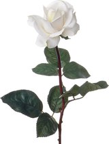 Top Art Kunstbloem roos Caroline - wit - 70 cm - zijde - kunststof steel - decoratie bloemen