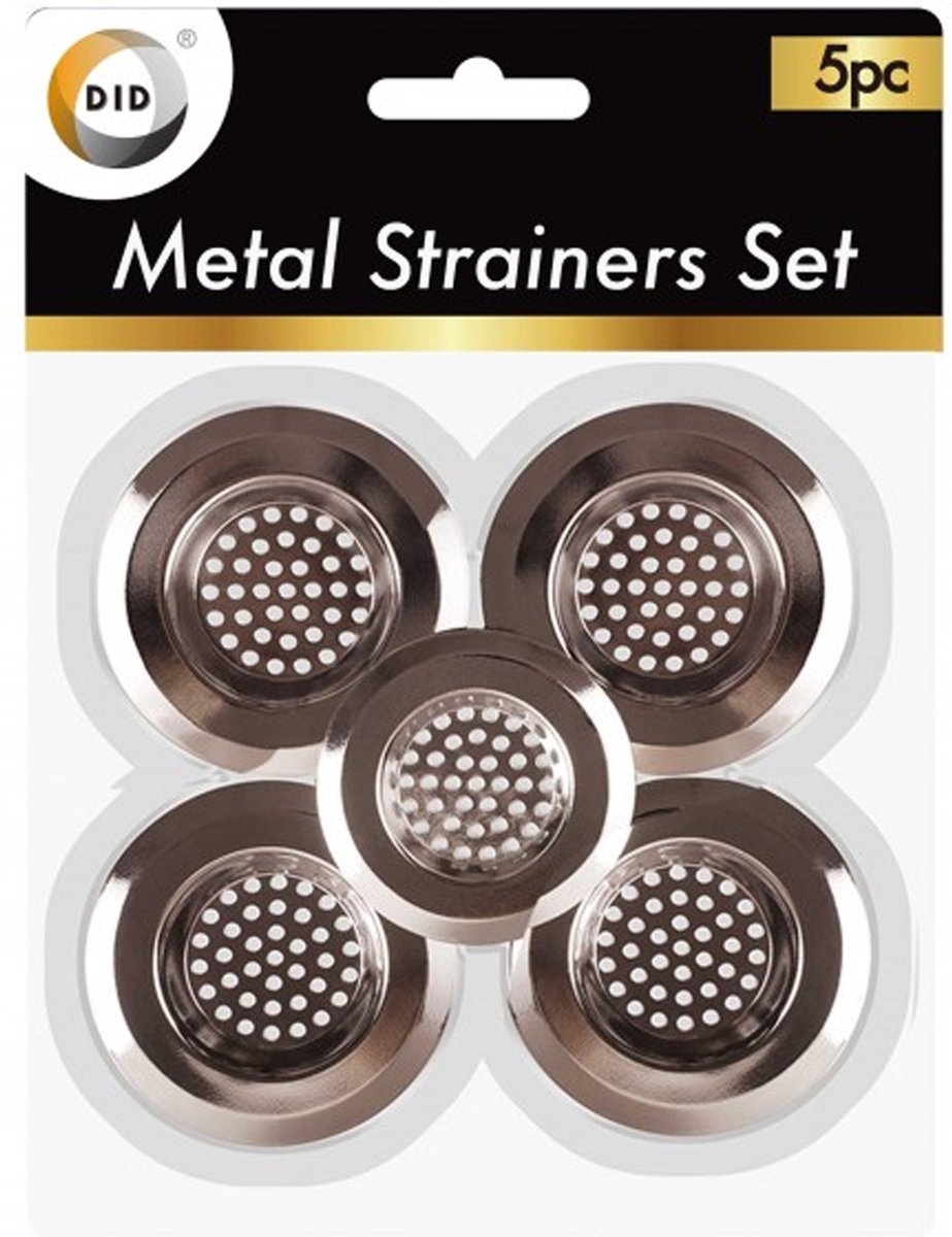 Goedkoopste DID Gootsteen zeefjes - 5x - zilver - RVS - 7 cm - afvoerzeef keuken/douche