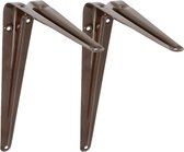 AMIG Plankdrager/planksteun van metaal - 2x - gelakt bruin - H250 x B200 mm
