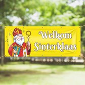Spandoek 'Welkom Sinterklaas - Sint met staf' - Sinterklaasversiering - Sinterklaasintocht - Sinterklaasfeest