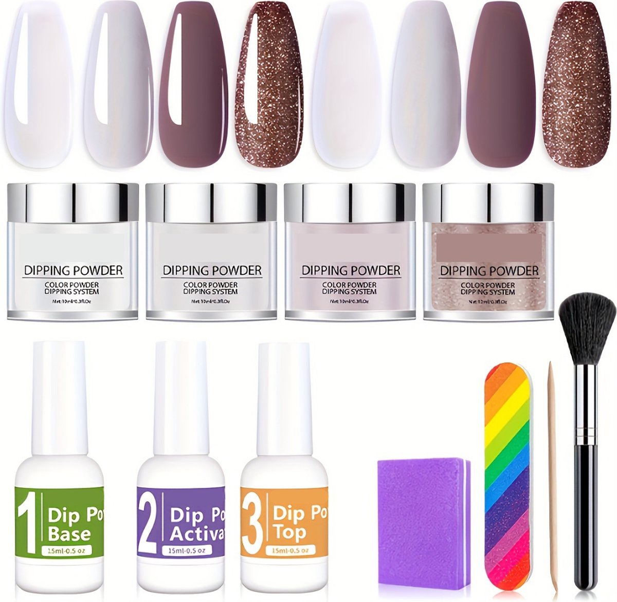 Livano Dipping Powder Nails Set - Dipping Powder Starters Kit- Dip Nagels - Dip Powder Nagels
