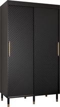 Zweefdeurkast Kledingkast met 2 schuifdeuren Garderobekast slaapkamerkast Kledingstang met planken | elegante kledingkast, glamoureuze stijl (LxHxP): 120x208x62 cm - CAPS J1 (Zwart, 120 cm) met lades