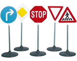 Klein Toys verkeersborden - 5 stuks - 25x25x73 cm - ideaal voor verkeerseducatie
